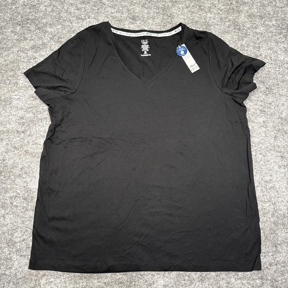 NEW Hue t-shirt women's XL black v-neck short sleeve pajama lounge active gym